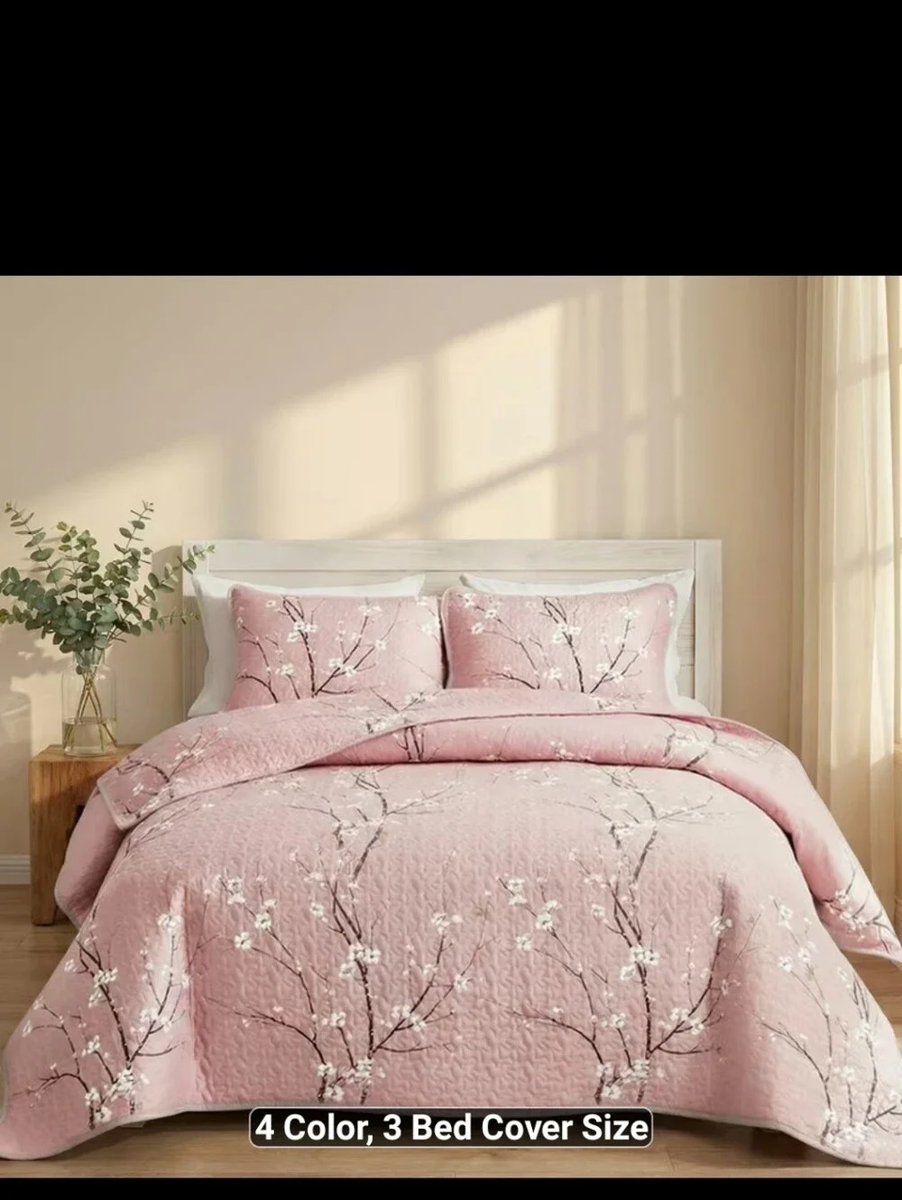 New Floral Pink 3pc Quilt Set and Matching Sheets Queen #1593-5240